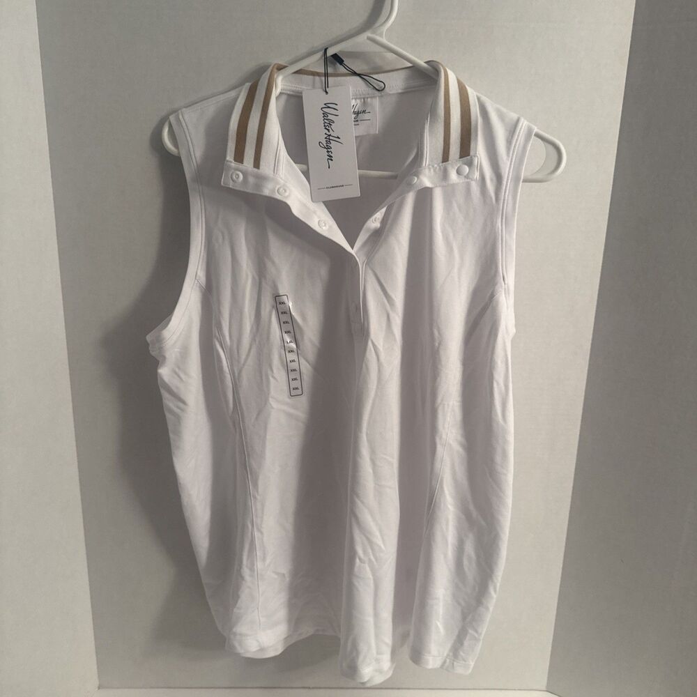 Walter Hagen Sleeveless White UV Golf Polo Shirt 2XL Clubhouse NWT